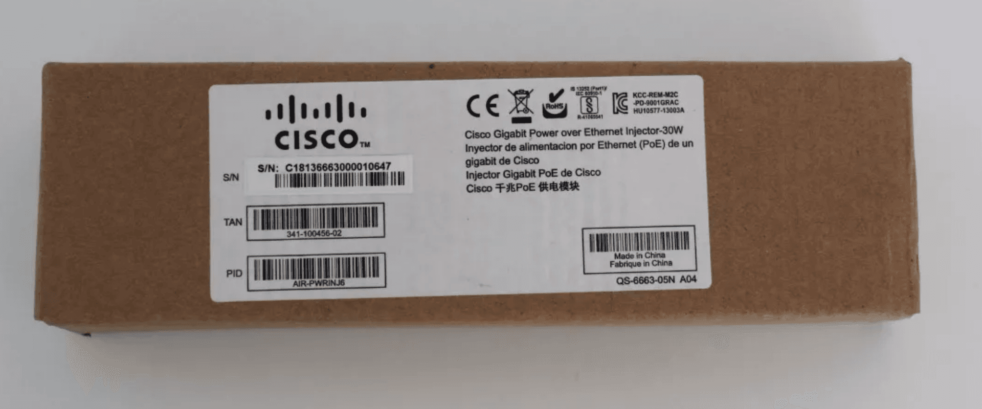 CISCO INYECTOR POE AIR-PWRINJ6 NUEVO