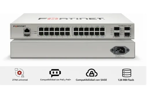 Fortinet FortiSwitch - Interruptor L2 de rendimiento 124F - 24 GE, 4 SFP+