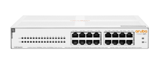 [HP48ASW-NC] SWITCH HPE ARUBA R8R48A INSTANT ON 1430 CON 16 PUERTOS POE CLASE 4 RJ45 10/100/1000 MBPS NO ADMINISTRABL